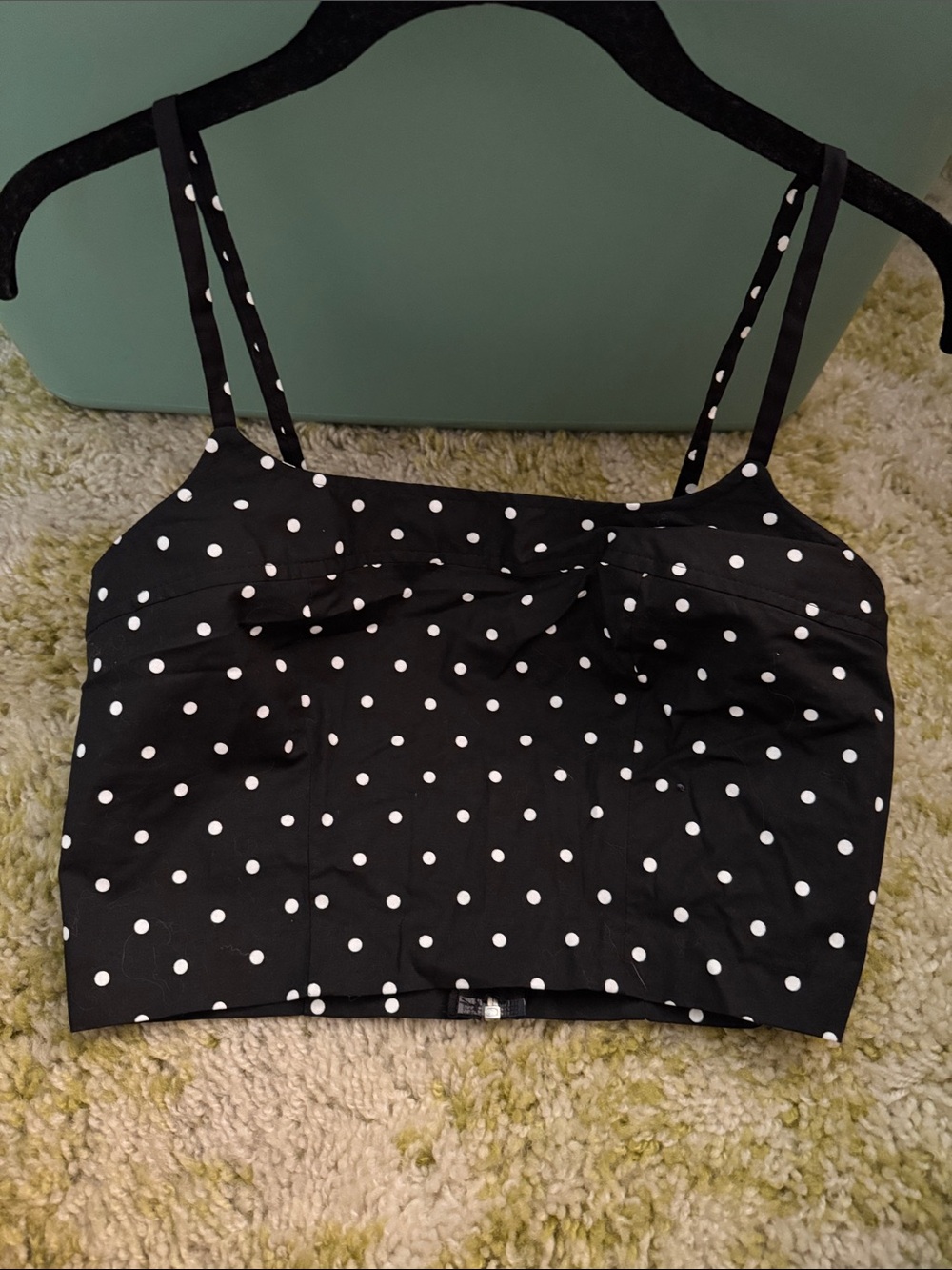 A. Byer Black and White Polka Dot Crop Top